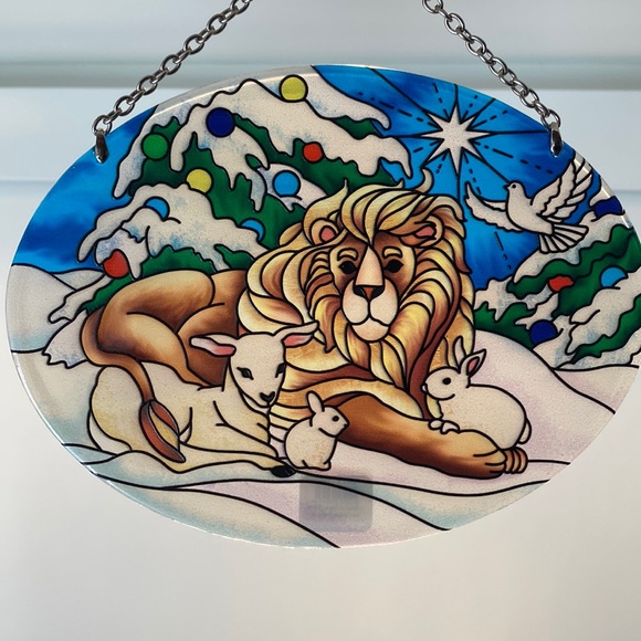 Joan Baker Designs Accents Lion Lamb Stained Glass By Joan Baker